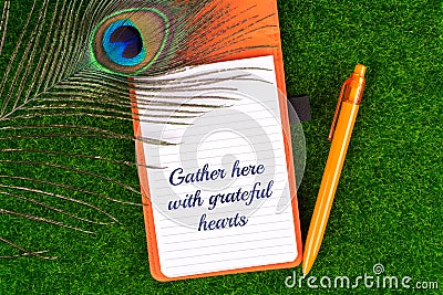 Gather here with grateful hearts Stock Photo