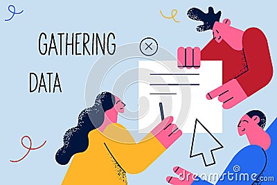 Gathering data, marketing, business concept Vector Illustration