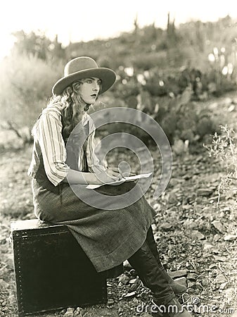 Gathering her thoughts Stock Photo