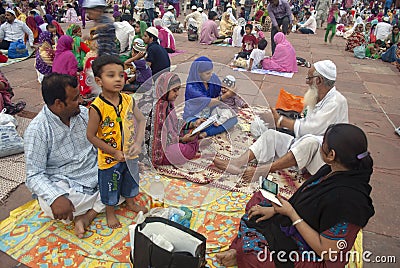 Gathering at Jama Masjid Editorial Stock Photo