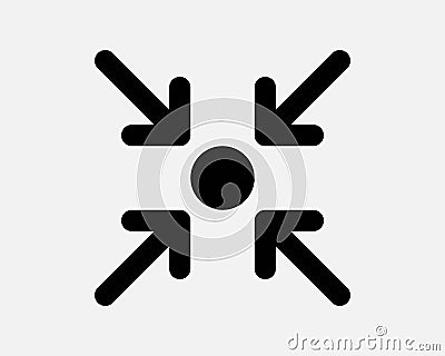 Gathering Point Arrow Icon Four Pointer Target Assembly Position Location Here Targeting Aim Center Shape Sign Symbol EPS Vector Vector Illustration
