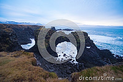 Gatklettur arch rock Stock Photo