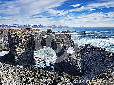 Gatklettur Arch Rock, Iceland Stock Photo