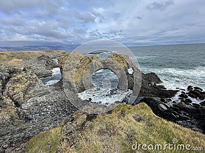 Gatklettur arch rock near Hellnar, Snaefellsnes Peninsula, Iceland Stock Photo