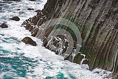 Gatklettur cliff with basalt columns of volcanic origin, Western Stock Photo