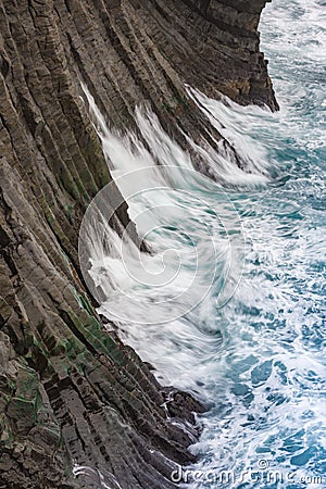 Gatklettur cliff with basalt columns of volcanic origin, Western Stock Photo