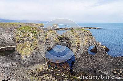 Gatklettur Stone Arch at Snaefellsnes Peninsula, Iceland Stock Photo