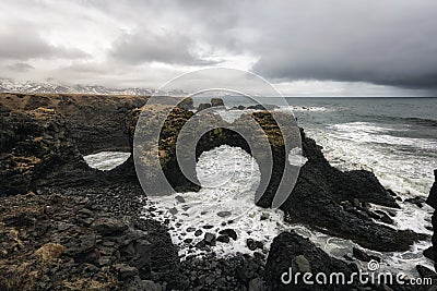 Gatklettur in Western Iceland Stock Photo