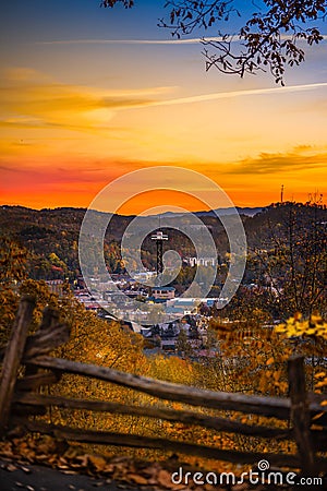 Gatlinburg overlook during brilliant sunset Stock Photo