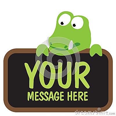 Gator holding sign Vector Illustration