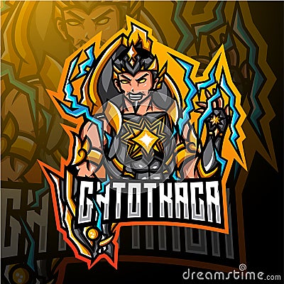 Gatotkaca esport mascot logo design Vector Illustration