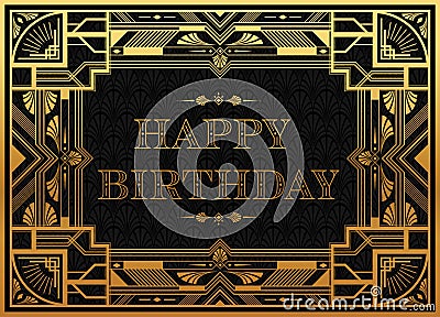 Gatsby card greetings template Art deco geometric vintage frame can be used for invitation, congratulation great gatsby party them Vector Illustration