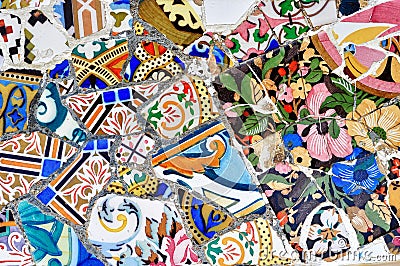 Gaudi mosaic in Guell park in Barcelona, Spain Stock Photo