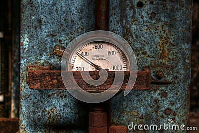 Gauge on hydraulic press Stock Photo