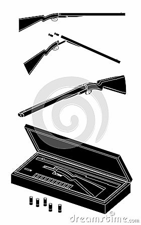 12 gauge shotgun. Black fill Vector Illustration