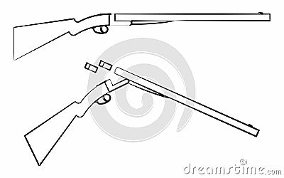 12 gauge shotgun simple. Outline like a brushstrokes Vector Illustration
