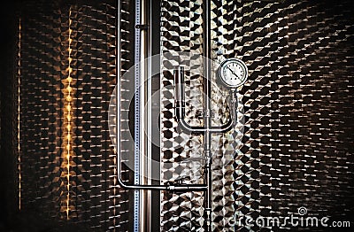 Gauge tube pressure pipe background silo steampunk texture winery Stock Photo