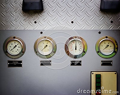 Gauges or meter old fire fire truck engine Stock Photo