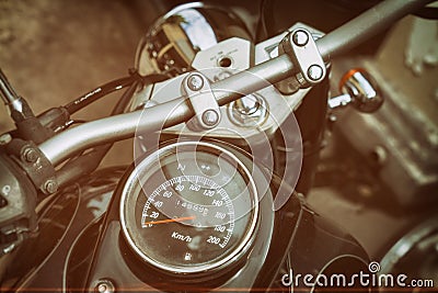 Gauges of old classic motorcycle Stock Photo