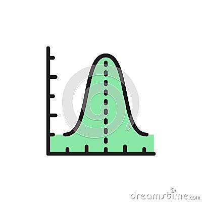 Gauss histogram function graph, parabola flat color icon. Vector Illustration