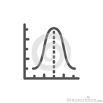 Gauss histogram function graph, parabola line icon. Vector Illustration