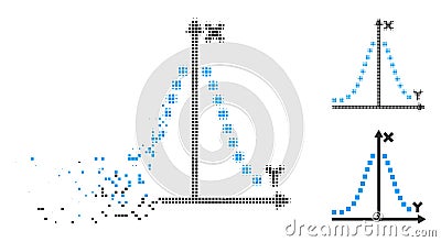 Destructed Pixel Halftone Gauss Plot Icon Vector Illustration