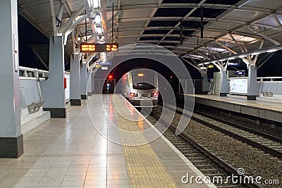 Gautrain coming into the station in Johannesburg Editorial Stock Photo