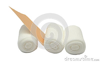 Gauze bandages and sticking plaster Stock Photo