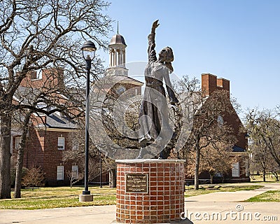 `She Gave Us Wings` by Rosanne Keller on the campus of the Texas Women`s University in Denton. Editorial Stock Photo