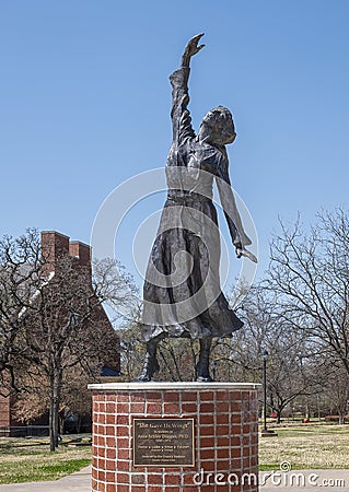 `She Gave Us Wings` by Rosanne Keller on the campus of the Texas Women`s University in Denton. Editorial Stock Photo