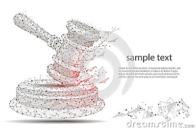 Gavel. abstract hammer design of a judge, in the form of lines and dots on a white background with space for text Cartoon Illustration