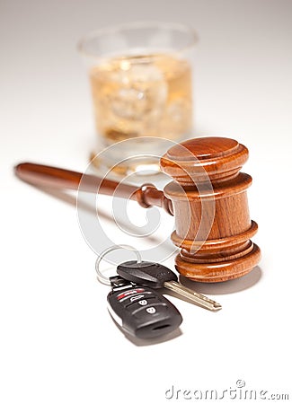 Gavel, Alcoholic Drink & Car Keys Stock Photo