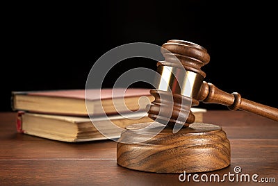 Gavel and book in law library Stock Photo