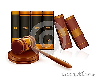 Gavel and books Vector Illustration