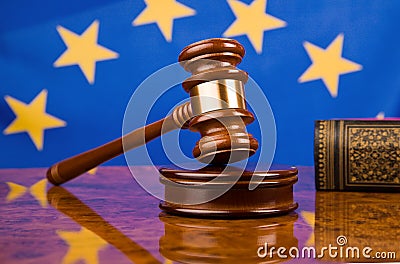 Gavel and EU Flag Stock Photo