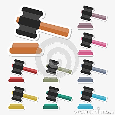 Gavel icons set sticker Stock Photo