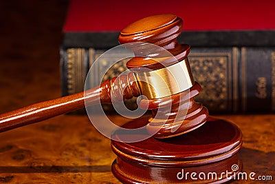 Gavel of a judge in court Stock Photo