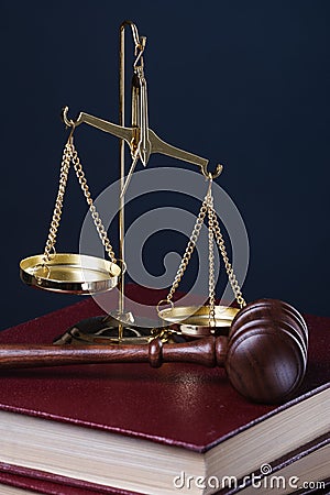 Gavel and scale Stock Photo