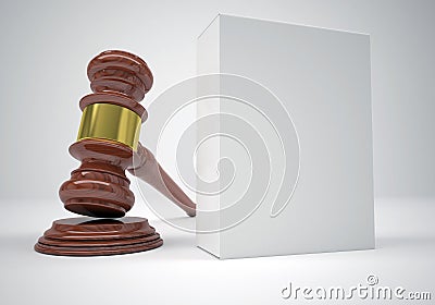 Gavel, wads money and shopping basket Stock Photo