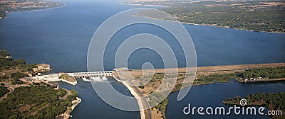 Gavins Point Dam Aerial Perspective Stock Photo