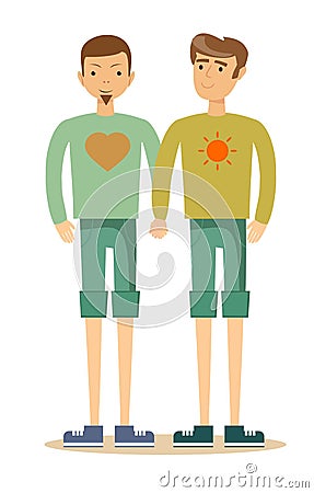 Gay couple with hand in hand Vector Illustration