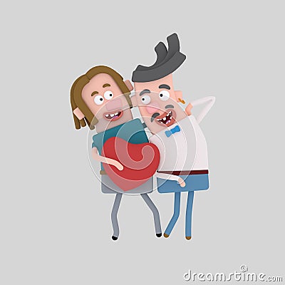 Gay couple in love Cartoon Illustration