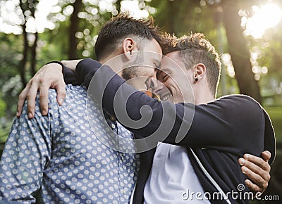 Gay Couple Love Outdoors Concept Stock Photo