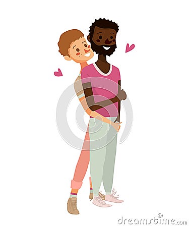 Gay couple vector illustration. isolated cute homosexual boys on a white background. diverse cartoon gay character design. Vector Illustration