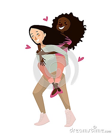 Gay couple vector illustration. isolated cute homosexual girls on a white background. cartoon gay character design people set. Vector Illustration