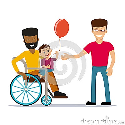 Gay couples with kids Vector Illustration