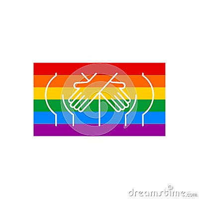 Gay flag Hands hug ass. LGBT Rainbow. hold each other`s ass Vector Illustration