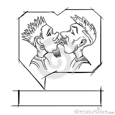 Gay kissing Love Vector Illustration