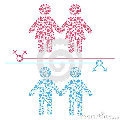 Gay and lesbian couple Vector Illustration