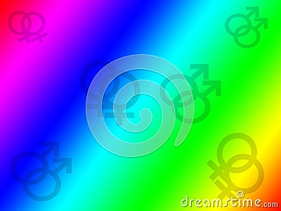 Gay and Lesbian Rainbow Background Cartoon Illustration